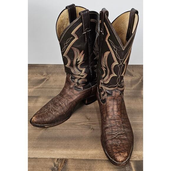 Justin's leather boots men's size 9.5 imperfect western cowboy style 8052 - Picture 6 of 12